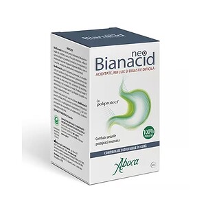 Tratament pentru reflux și aciditate Bianacid Neo cu Poliprotect, 45 comprimate, Aboca.