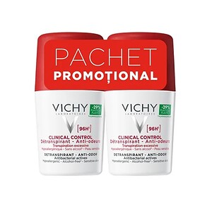 Deodorant roll-on Vichy pentru controlul transpirației și mirosurilor neplăcute, 96H protecție efici.