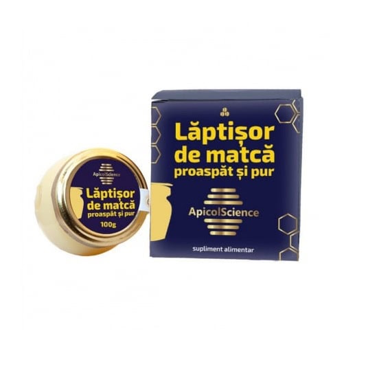 Lăptișor de matcă proaspăt și pur Lăptișor de matcă proaspăt și pur, supliment Apicol Science, 100g.