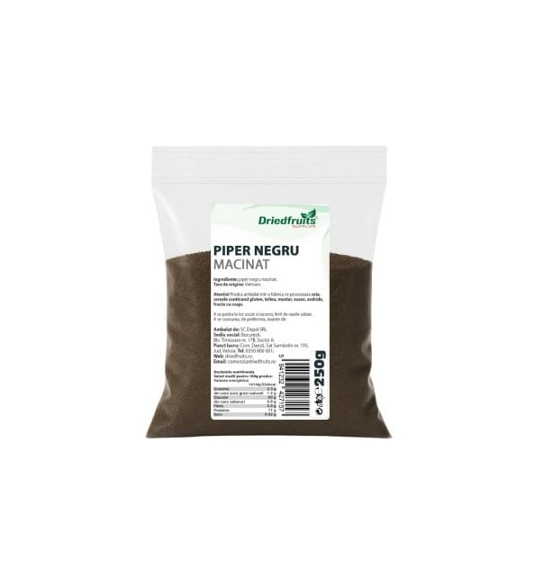 Piper negru măcinat, condiment aromat pentru gătit, 250 g, Farmacia Morpheus.