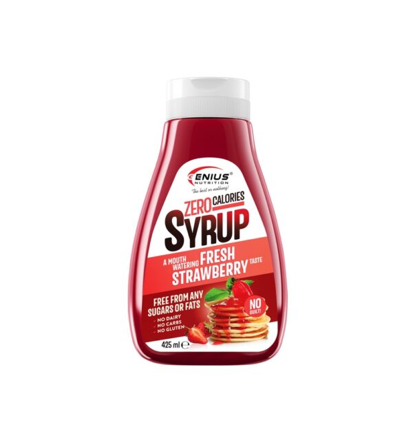 Sirop fără calorii cu aromă de căpșuni, ideal pentru diete și gustări sănătoase, 425 ml, Genius Nutr.