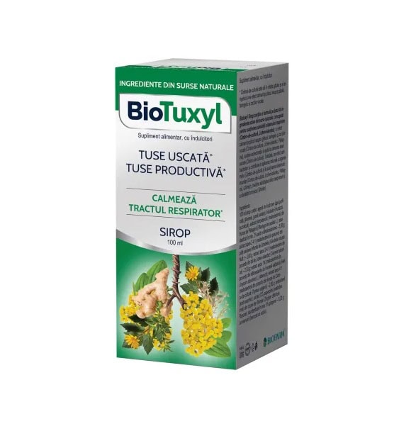 Tuse uscată și productivă, BioTuxyl, 100 ml, calmare naturală a căilor respiratorii.
