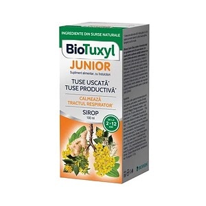 Sirop natural pentru tuse uscată și productivă, calmant pentru tractul respirator, 100 ml Biofarm.