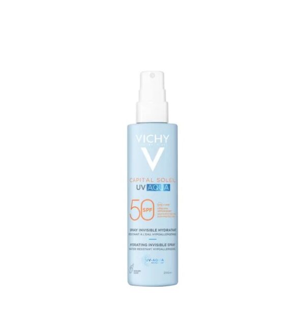 spray-hidratant-pentru-fata-si-corp-cu-protectie-solara-spf-50-capital-soleil-uv-aqua-200-ml-vichy-O43362-farmacia-morpheus Spray Hidratant pentru Fata si Corp cu Protectie Solara SPF 50 Capital Soleil UV Aqua, 200 ml, Vichy