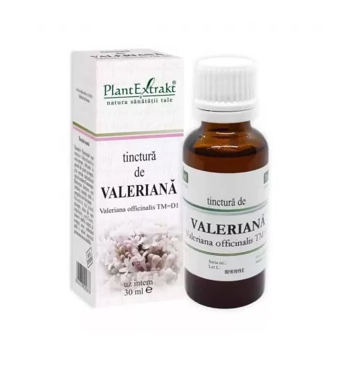 Tinctură de Valeriană pentru relaxare și somn, extract natural din plantă.