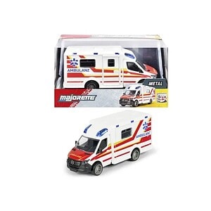 Ambulanță metalică Mercedes-Benz Sprinter, model de colecție Majorette pentru pasionați.