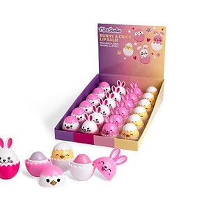 Balsam de buze Bunny și Pui, set cu 12 bucăți, pentru hidratare și îngrijire delicată.