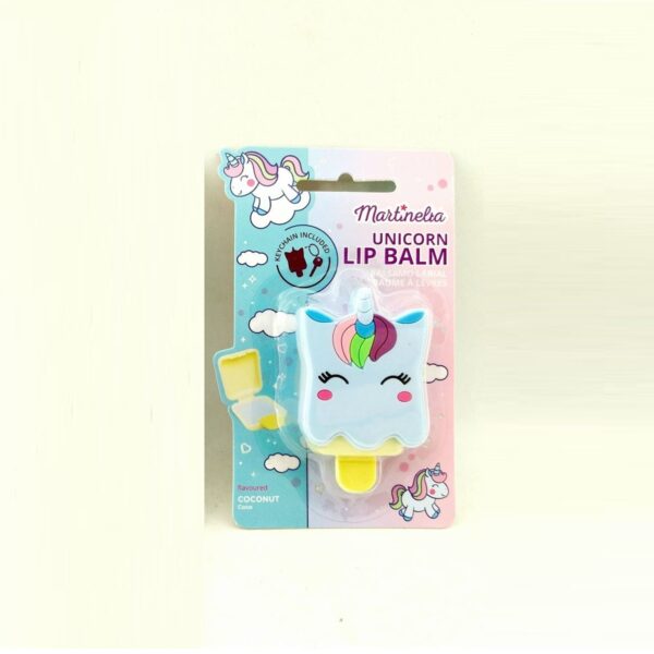Balsam de buze unicorn cu breloc, ideal pentru hidratare și un aspect jucăuș.
