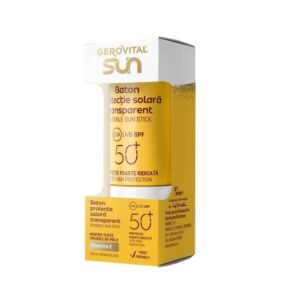 Baton Transparent cu Protectie Solara SPF 50+ Sun, 12 ml, Gerovital