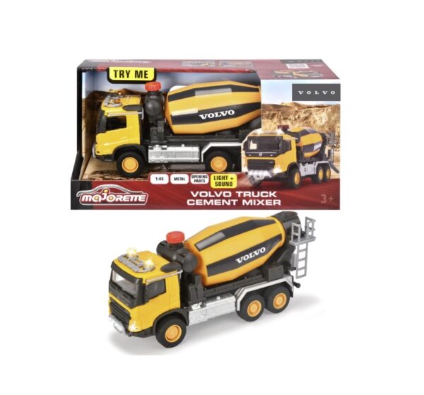 Betoniere jucărie Volvo cu sunet și lumini, pentru copii, model Majorette, scara 1:45, ideală pentru.