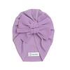 Caciulita turban bebelusi din bumbac cu fundita, culoare dusty lilac, pentru 0-6 luni, Little Prints.