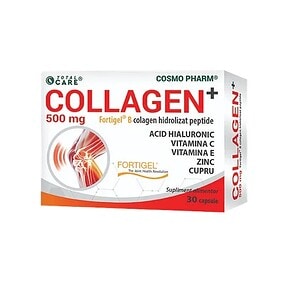 Supliment de colagen cu Fortigel B 500 mg Supliment de colagen cu Fortigel B, 500 mg, pentru sănătatea articulațiilor și pielii.