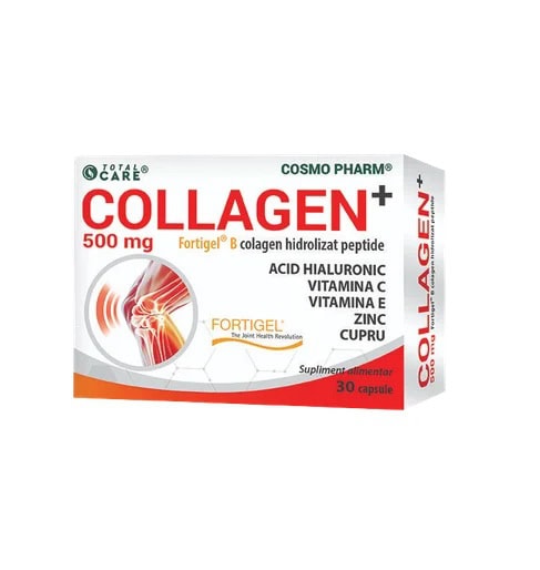 Supliment de colagen cu Fortigel B 500 mg Supliment de colagen cu Fortigel B, 500 mg, pentru sănătatea articulațiilor și pielii.