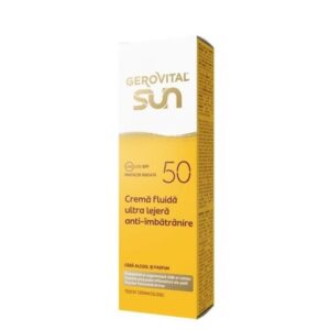 Crema Fluida de Fata Anti-Imbatranire cu SPF 50 Sun, 50 ml, Gerovital