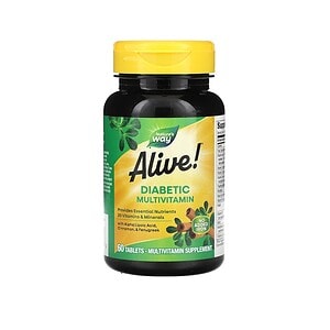 Aliment multivitaminic pentru diabetici Alive Nature's Way, 60 tablete, susține sănătatea și echilib.