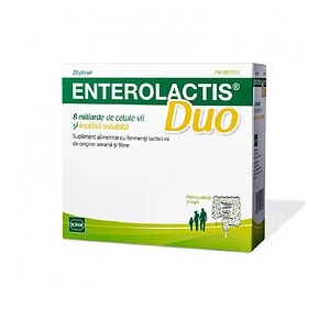 Produs Enterolactis Duo pentru sănătatea digestivă și echilibru intestinal.