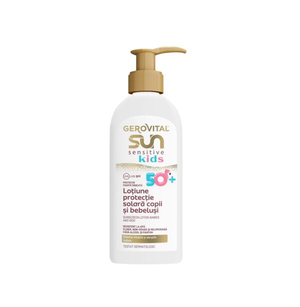 lotiune-cu-protectie-solara-pentru-copii-si-bebelusi-spf-50-sun-sensitive-kids-200-ml-gerovital-O43804-farmacia-morpheus Lotiune cu Protectie Solara pentru Copii si Bebelusi SPF 50+ Sun Sensitive Kids, 200 ml, Gerovital