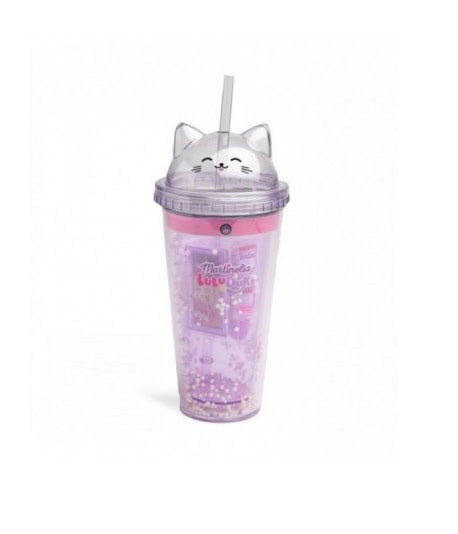 Paletă de Machiaj Unicorn Martinelia Pahar cu capac de unicorn și pai, ideal pentru machiaj și băuturi pentru copii.