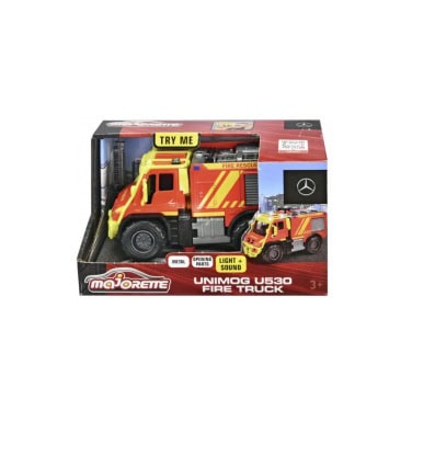Mașinuță Pompieri Mercedes Unimog U530 Mașinuță pompieri cu lumini și sunete, Mercedes Unimog U530, 17 cm, pentru copii.