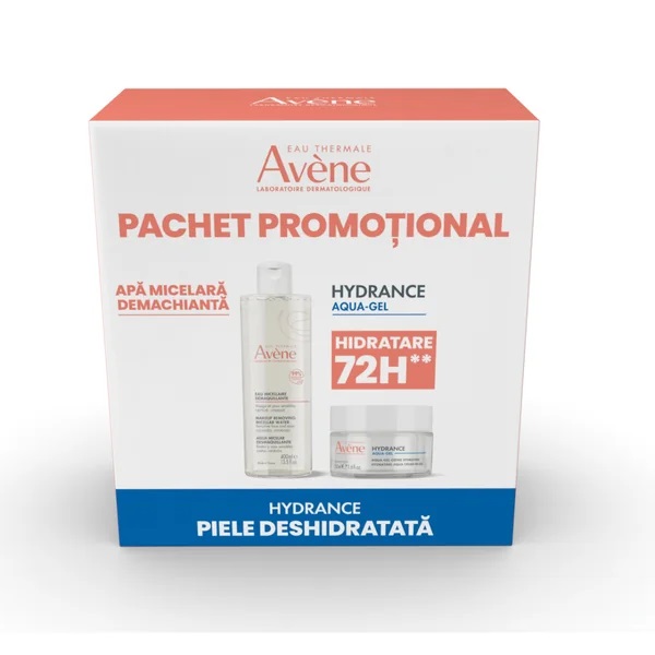 Pachet Apa Micelara Demachainta, 400 ml + Crema Hidratanta de Fata Aqua Gel Hydrance, 50 ml, Avene