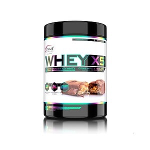 Pudra proteică Whey X5 cu aromă de Salted Caramel, 900g, Genius Nutrition, ideală pentru susținerea.