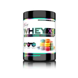 Pudra proteică Whey X5 cu aromă de Salted Caramel, 900g, Genius Nutrition, pentru susținerea masei m.