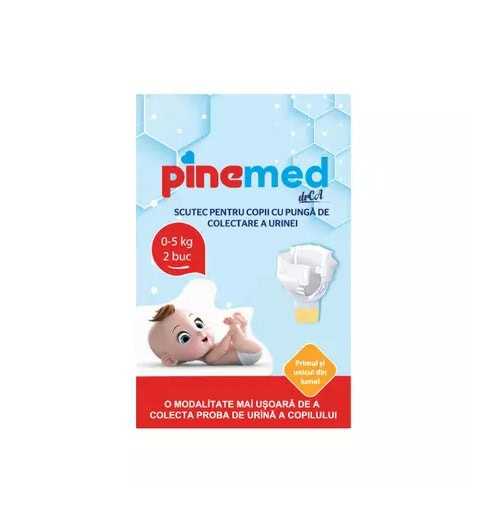 Scutec pentru copii 0-5 kg cu punga pentru colectarea urinei, ideal pentru bebeluși.