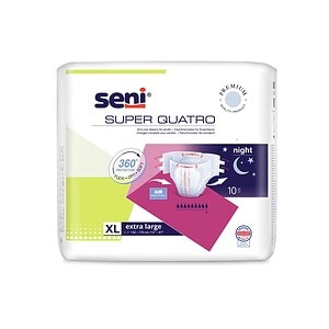 Scutece Seni Quatro XL, pentru bebeluși, cu sistem închis și protecție 360°, ideale pentru nopți lun.