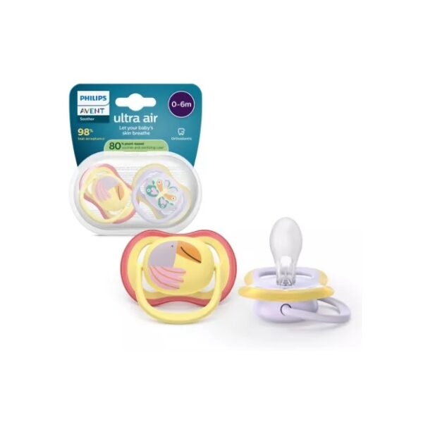 Suzete Ultra Air pentru bebeluși, confort și respirabilitate, 6-18 luni, Philips Avent.