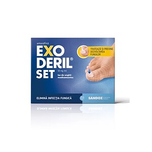Set Exoderil pentru unghii, tratament antifungic pentru infecții fungice ale unghiilor.