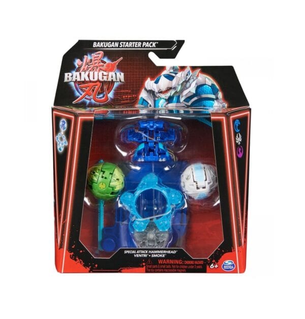 Set Bakugan starter cu Ventri Smoke și accesorii pentru joc și colecție.