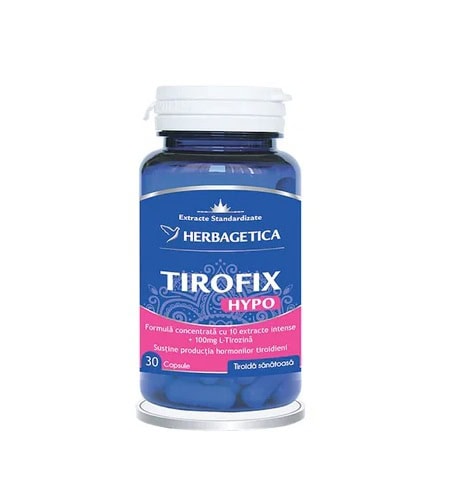 Tirofix Herbagenica - 30 capsule Supliment pentru tiroida sănătoasă, Tirofix Herbagenica, 30 capsule.