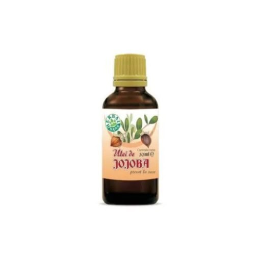 Ulei de Jojoba presat la rece, 50 ml, ideal pentru hidratare și îngrijire a pielii.