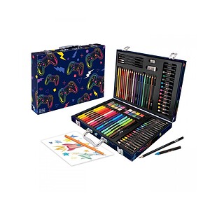 Set de desen cu 100 de accesorii, ideal pentru hobby-uri și jocuri video pentru copii.