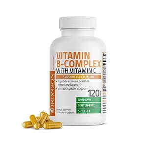 Vitamina B-Complex cu Vitamina C, 120 capsule Vitamina B-Complex cu Vitamina C, supliment pentru imunitate și energie.