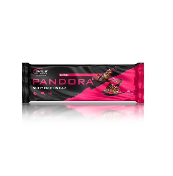 Baton proteic Pandora Nutty cu fructe de pădure, 40g, Genius Nutrition.