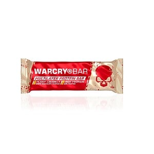 Baton proteic Warcry cu unt de arahide și caramel, ideal pentru gustări sănătoase și energizante.