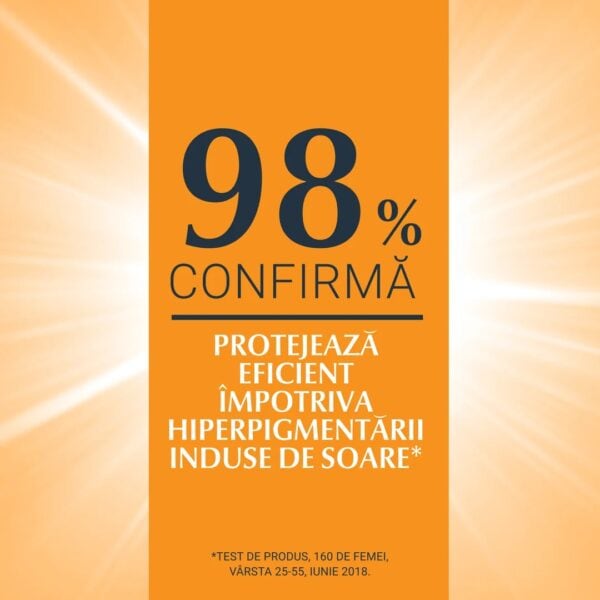 Rezistență UV 98% - Protecție solară pentru piele, combate hiperpigmentarea și efectele soarelu.
