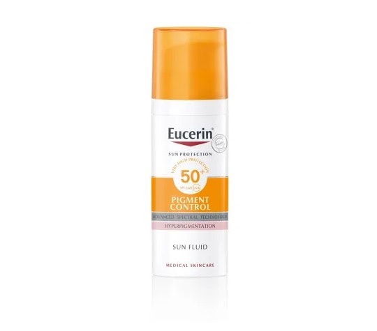 Eucerin SPF 50, cremă solară pentru protecție intensă împotriva razelor UV, ideal pentru piele sensi.