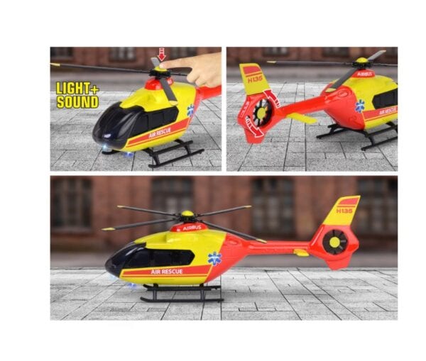 Elicopter de salvare Airbus H135 cu lumini și sunete, jucărie pentru copii, 25.5 cm, Majorette.