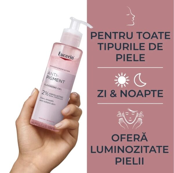Eucerin Anti Pigment, gel de curățare pentru toate tipurile de piele.