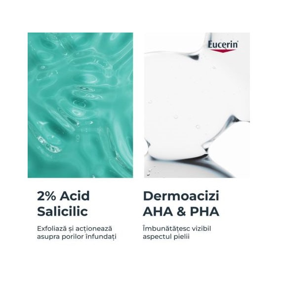 Tratament pentru piele cu acid salicilic și dermoacizi Eucerin Produse pentru îngrijirea pielii cu acid salicilic și dermoacizi Eucerin pentru un ten sănătos.