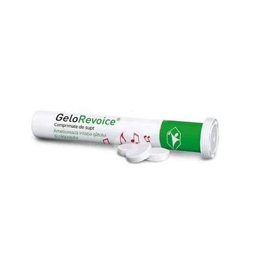 GeloRevoice cu Soc, comprimate de supt pentru hidratarea gâtului și calmarea durerii.