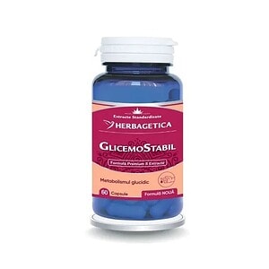 GlicemoStabil Herbagetica, supliment pentru reglarea glicemiei, capsule cu extracte naturale, 60 cap.