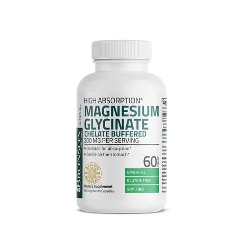 Supliment de magneziu glicinat, 120 capsule, pentru relaxare musculară.