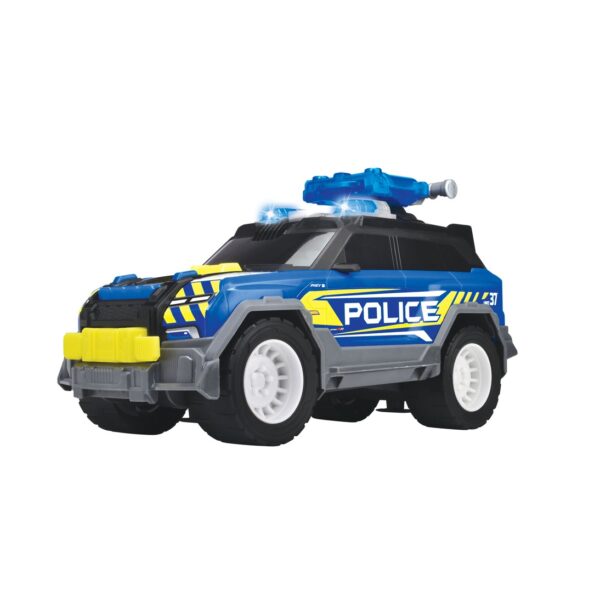 Mașinuță de poliție SUV cu lumini și sunete, pentru copii peste 3 ani, jucărie Dickie de calitate.