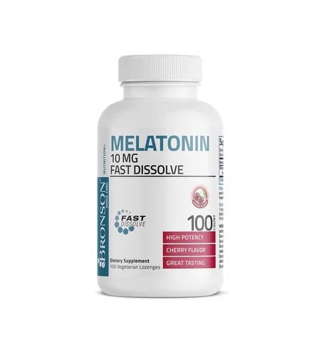 Melatonina 10 mg, supliment pentru somn, aromă de cireșe, 100 tablete Bronson.