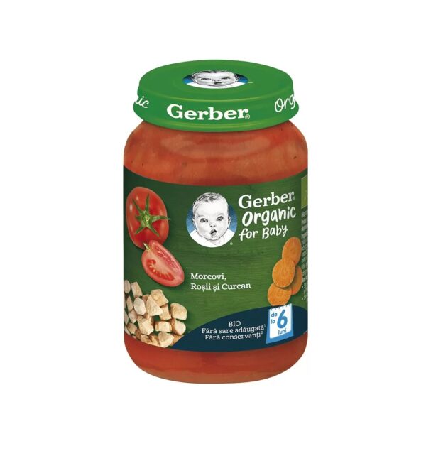 Morcovi cu Rosii si Curcan +6 Luni, 190g, Gerber