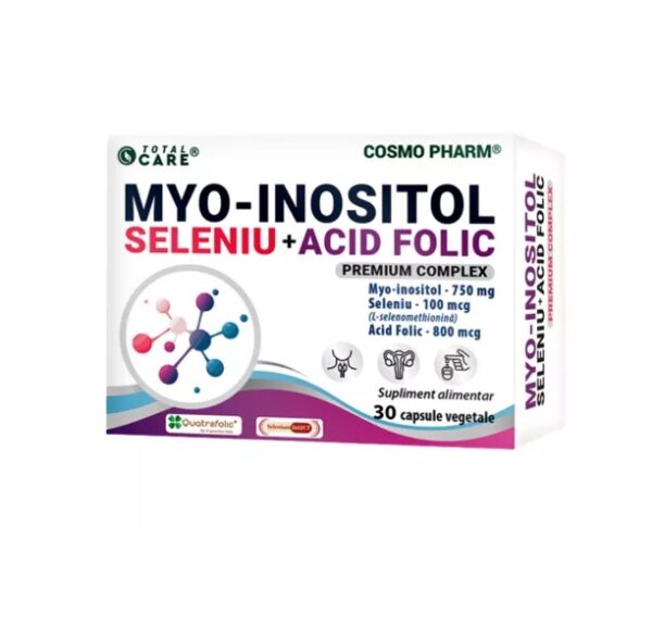 Supliment cu Myo-Inositol, Seleniu și Acid Folic, 30 capsule vegetale.