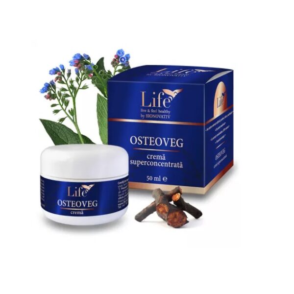 Cremă osteovig pentru sănătate osoasă, 50 ml, cu extracte naturale și suplimente pentru oase puterni.